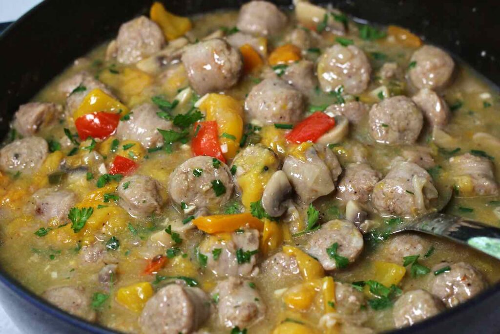 sausage with peaches