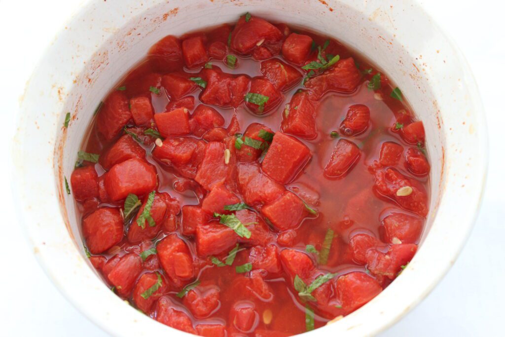 baked watermelon chunks