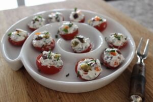 cream cheese and olive stuffed cherry tomatoes