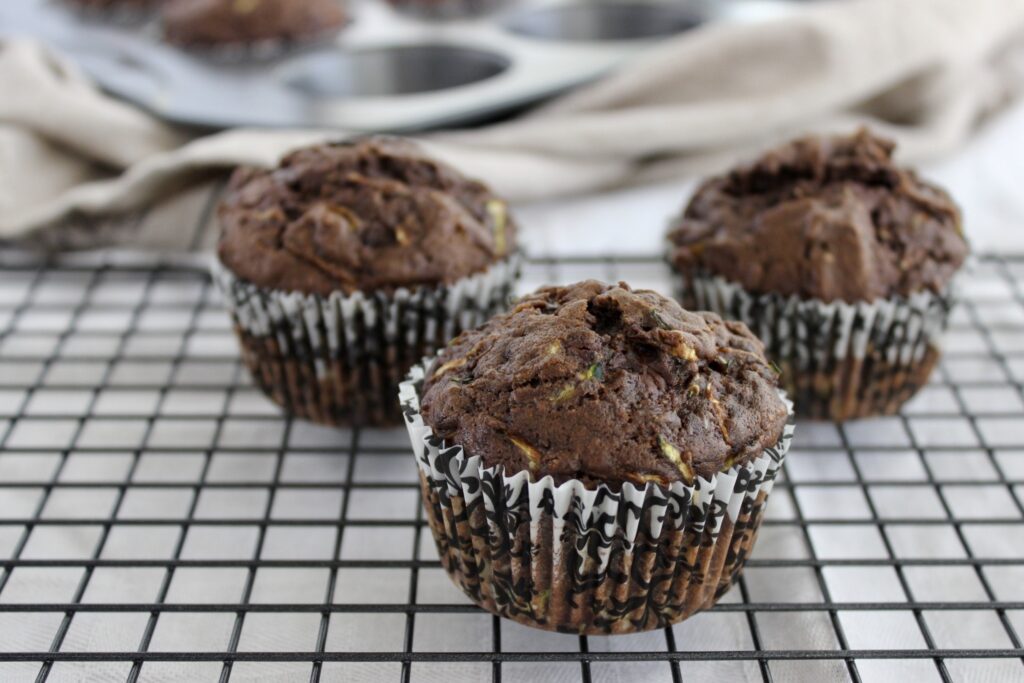 double chocolate zucchini muffins