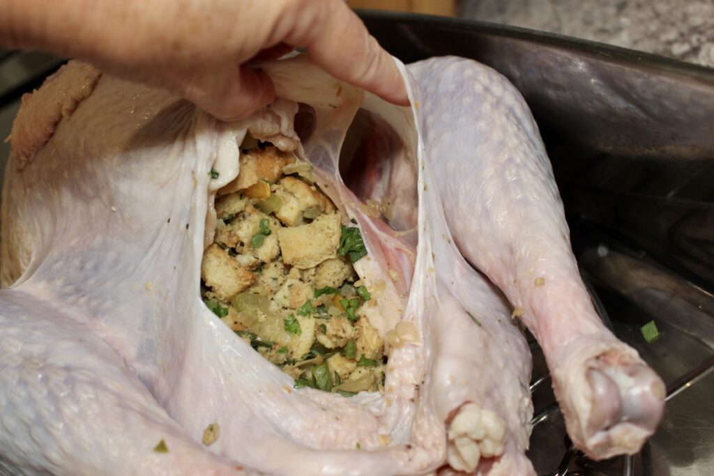 stuffing a turkey