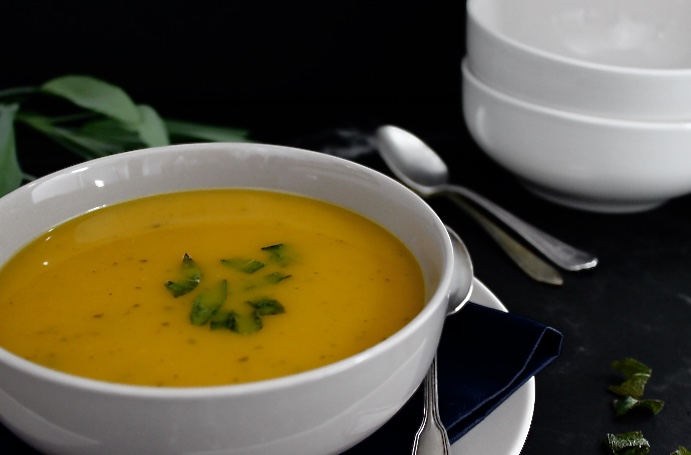 curried squash soup with crispy sage