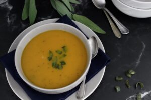 curried squash soup with crispy sage