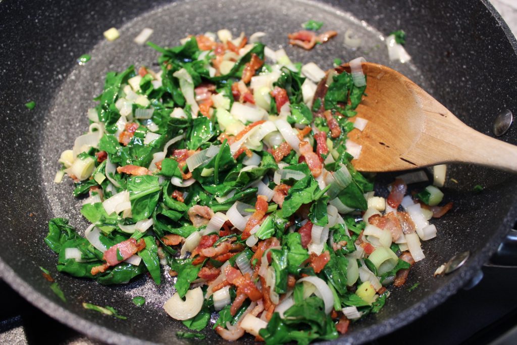 spinach leek and bacon quiche