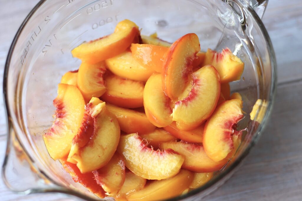 sliced red haven peaches