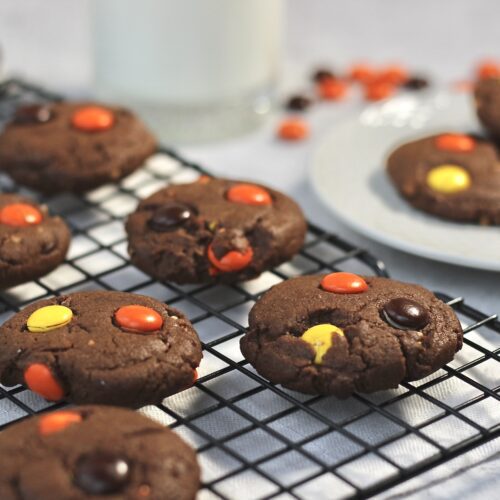 chocolate peanut butter reeses pieces cookies
