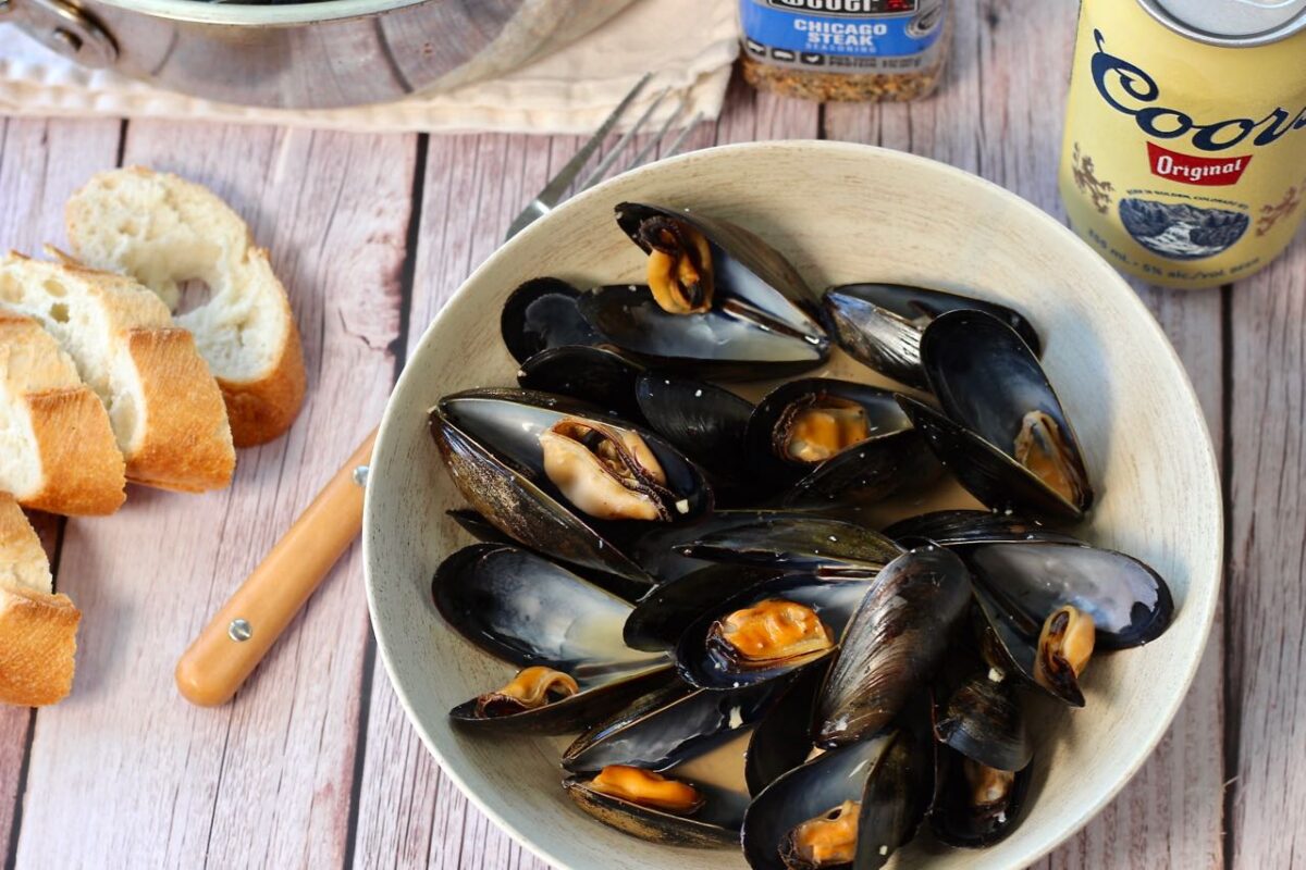 beer and steak spice mussels