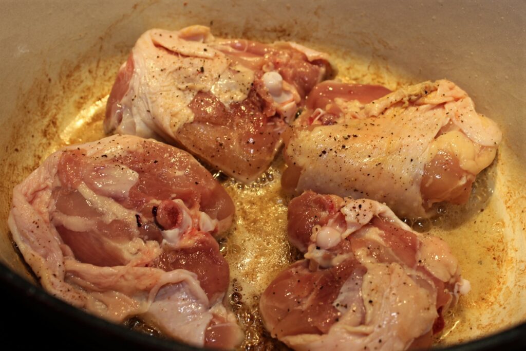 searing chicken pieces