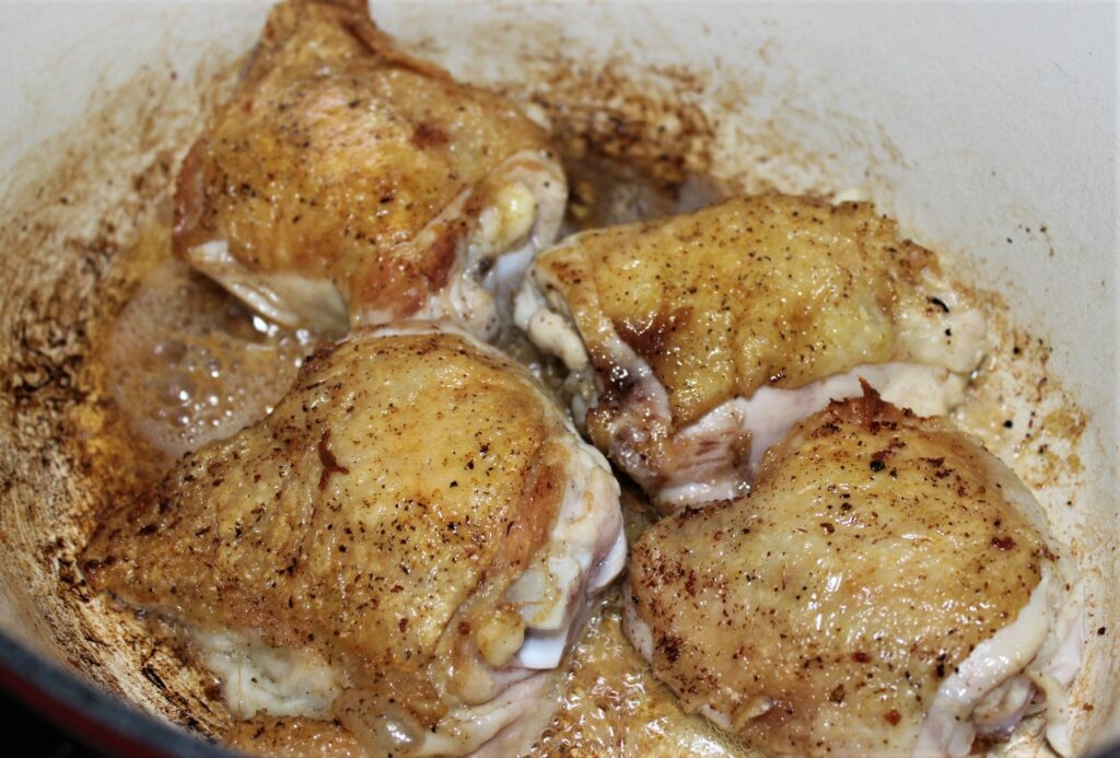 browning chicken for coq au vin