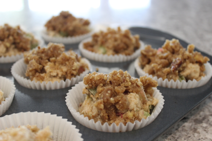 rhubarb cranberry streusel muffins