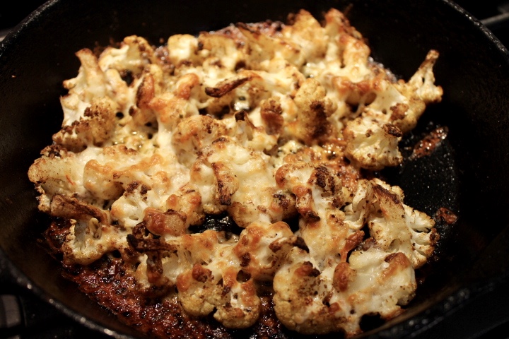 roasted cauliflower with cheese and chili