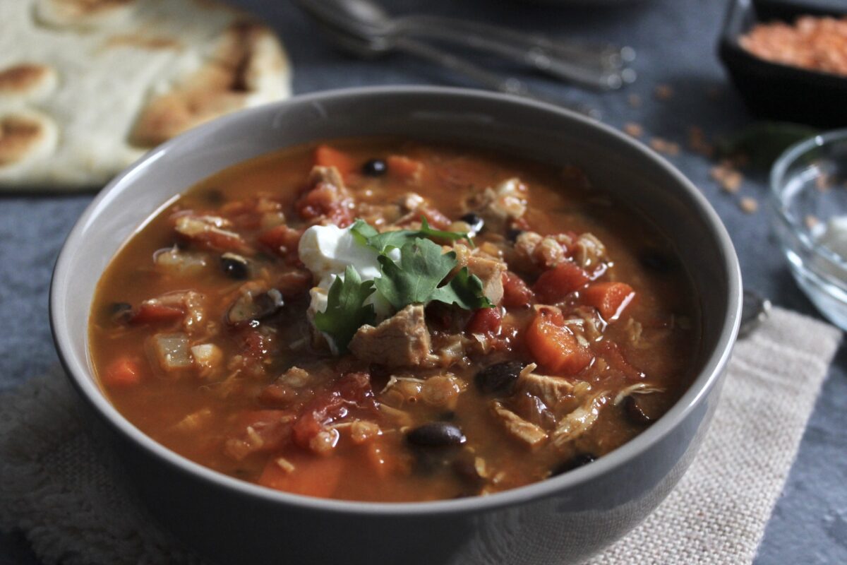 Tomato Lentil Soup with Chicken