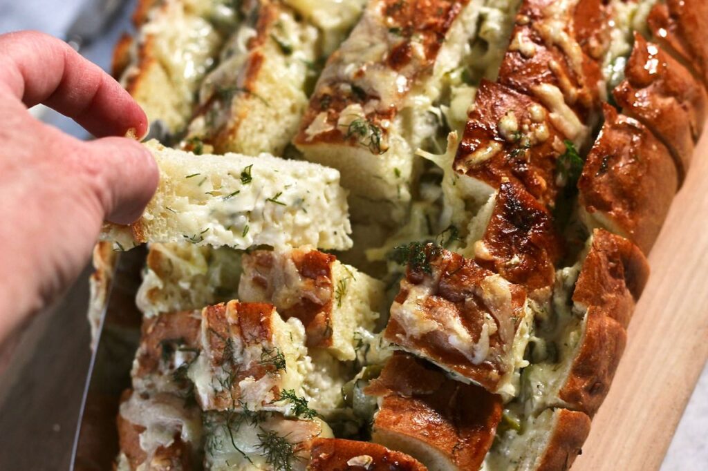 pull apart bread with dill pickles