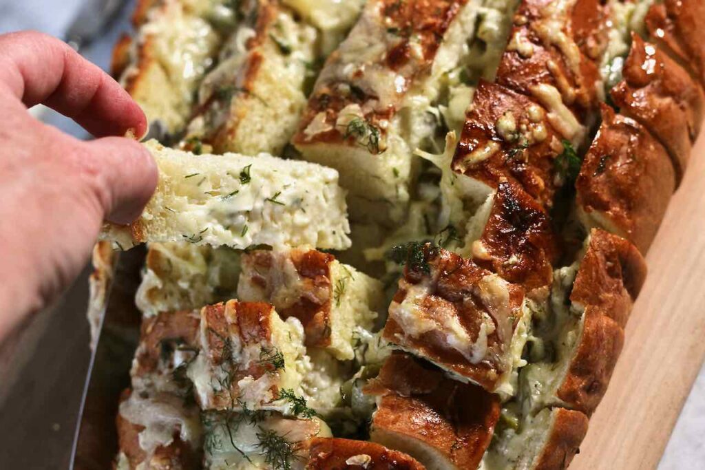 cheesy dill pickle pull apart bread