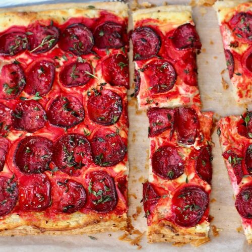 beet and goat cheese tart
