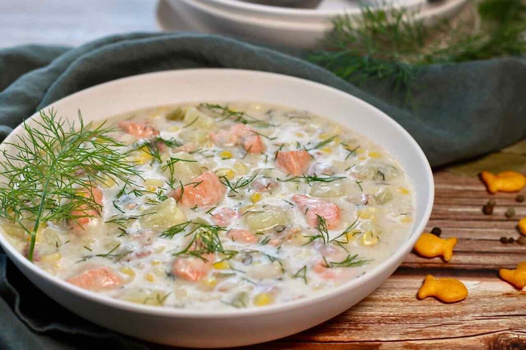 corn and salmon chowder