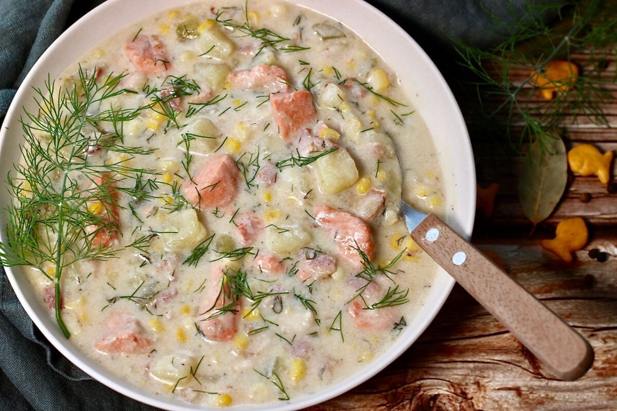 Corn Chowder with Salmon